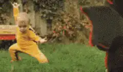 Baby karate kicks dragon