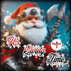 Santa Claus with axe and goggles