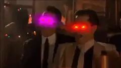 Men with glowing laser eyes
