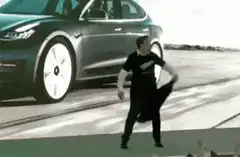 Elon Musk dancing at Tesla event