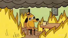 This is fine dog in burning room