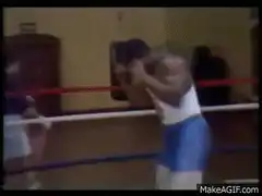 Boxer dodging referee's hand