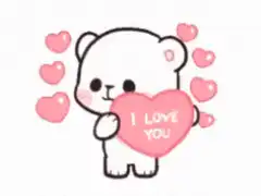 cute bear holding heart
