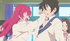pink hair girl slaps boy in classroom