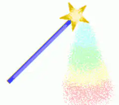 Magic wand with rainbow sparkles