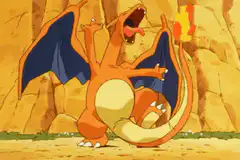 Charizard roaring with fire breath