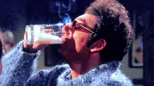 Elvis drinking milk and smoking