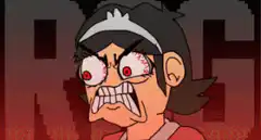 Angry anime character with red eyes