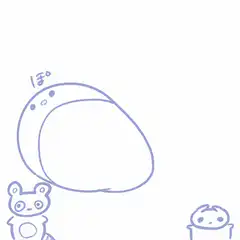 cute blue line art characters with speech bubble