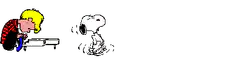 Snoopy dancing to Charlie Brown's piano