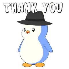 Penguin tipping hat thank you