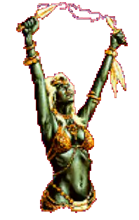 pixel art woman holding ribbon