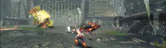 Monster Hunter character fighting monsters