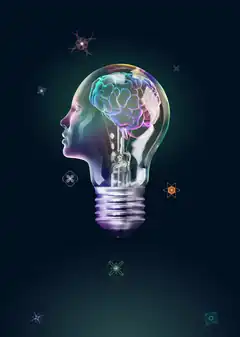 Human Brain Inside Lightbulb