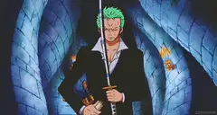 Zoro draws his sword