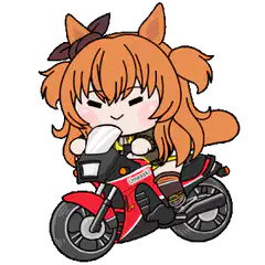 Chibi anime girl riding a red motorcycle