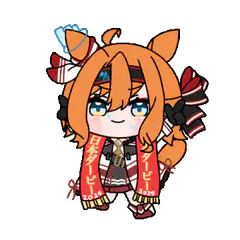Chibi horse girl with red banners