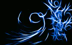 blue and yellow fractal light swirl