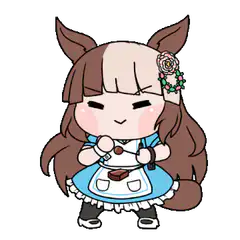 Chibi horse girl maid holding toast
