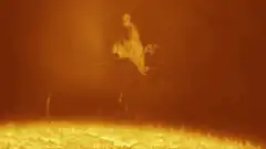 Solar flare erupting from the sun