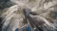 First person view of a bungee jump