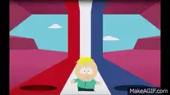 Cartman falls into red and blue holes