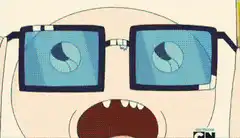 Finn puts on 3D glasses