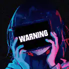 Anime girl with glitching warning screen