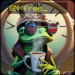 GM fren_ frog with coffee