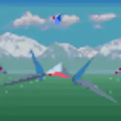 pixel art planes flying over mountains