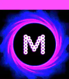 Neon M Logo with Swirling Energy