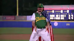 Baseball player with American flag