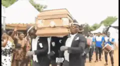 pallbearers dancing at funeral