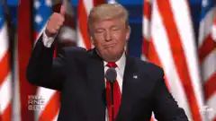 Donald Trump thumbs up then points