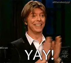 David Bowie clapping and smiling YAY