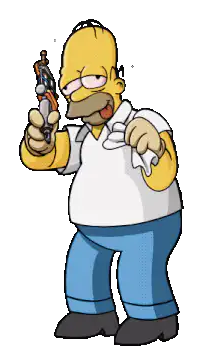 Homer Simpson holding a gun