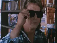 Michael J. Fox takes off sunglasses