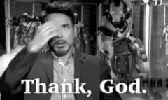 Robert Downey Jr. facepalm Thank God