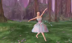 Barbie dancing in a magical forest