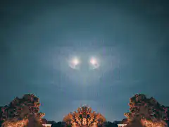 glowing eyes in the night sky