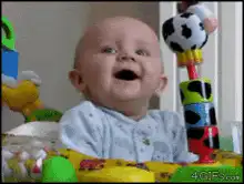 Baby laughing then shocked