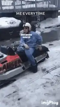 Man on snowmobile just gonna send it