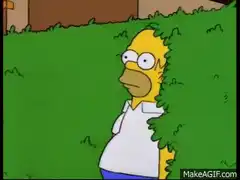 Homer Simpson hiding in bush