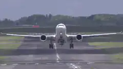 Airplane taking off from runway