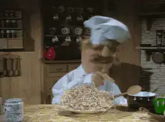 Chef Gorgio eating spaghetti