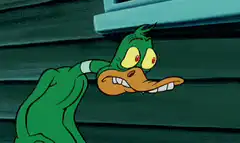 Daffy Duck tongue stretch and eyes pop