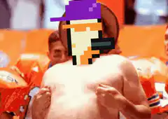 Shirtless football player pixelated