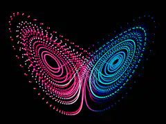 Pink and blue pixelated butterfly