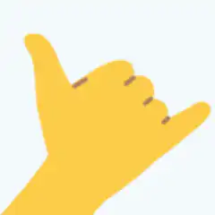 yellow hand shaka sign