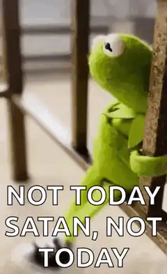Kermit holding on to a pole
